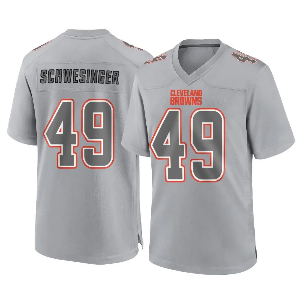Friene C.Browns #49 Carson Schwesinger Player Gray Atmosphere Fashion Game Stitched Jerseys