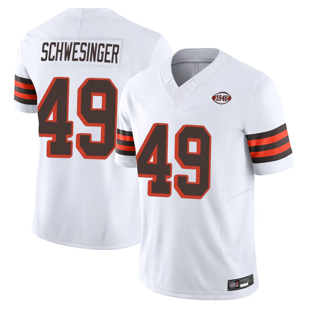Friene C.Browns #49 Carson Schwesinger Player White Limited Vapor F.U.S.E. Alternate Game Stitched Jerseys
