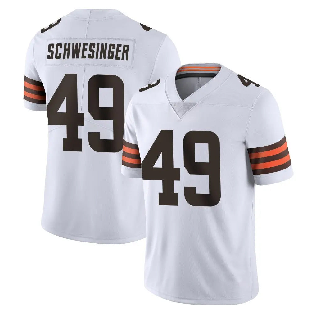 Friene C.Browns #49 Carson Schwesinger Player White Vapor Untouchable Limited Home Game Stitched Jerseys
