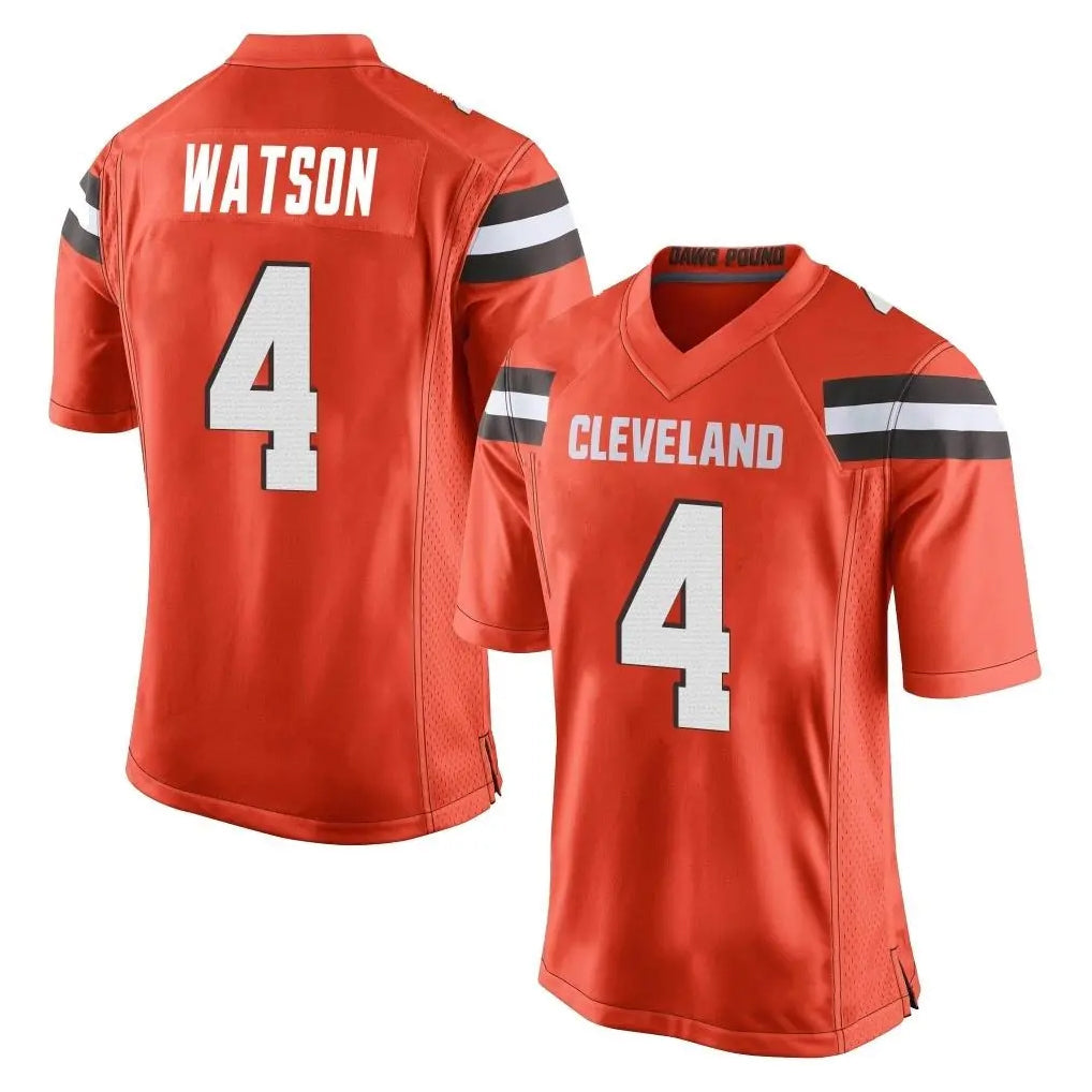 Friene C.Browns #4 Deshaun Watson Player Orange Home Game Stitched Jerseys