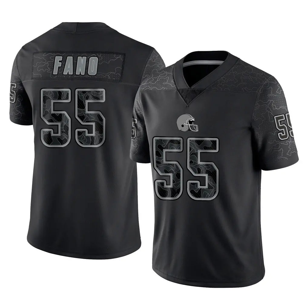 Friene C.Browns #55 Spencer Fano Player Black Reflective Home Game Stitched Jerseys