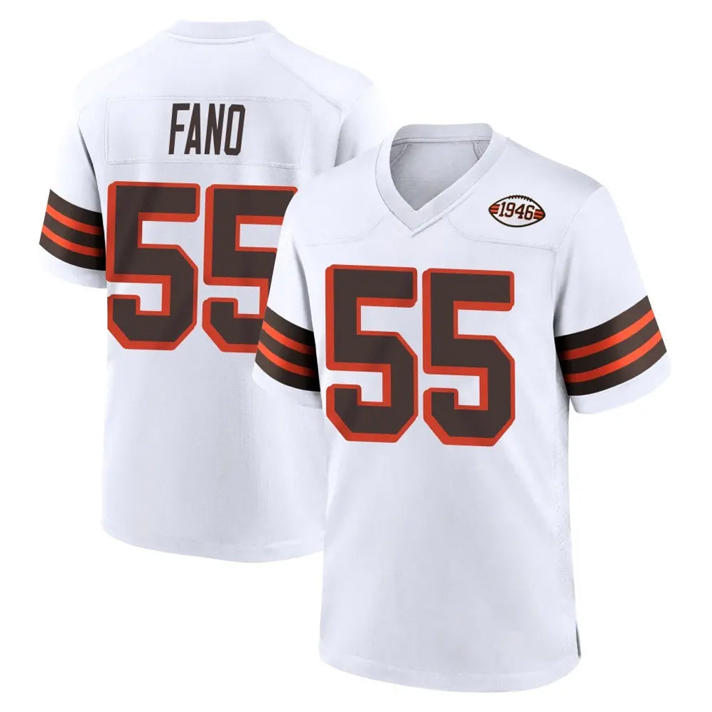 Friene C.Browns #55 Spencer Fano Player White Alternate Home Game Stitched Jerseys