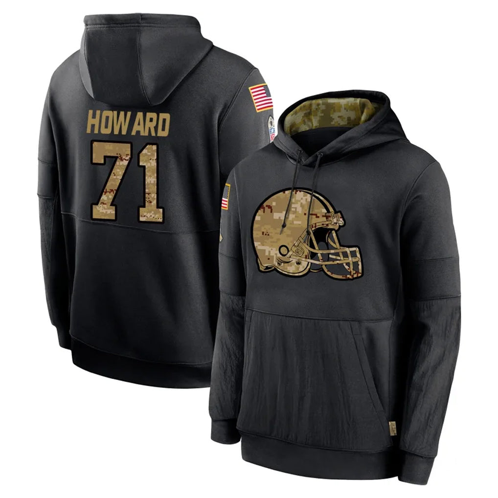 Friene C.Browns #71 Tytus Howard Player Black Salute to Service Pullover Hoodies Limited Stitched Jerseys