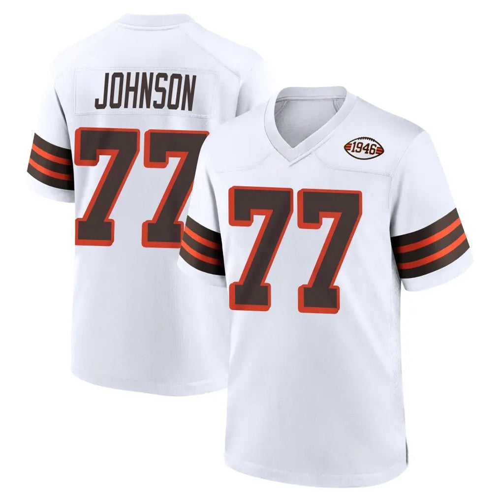 Friene C.Browns #77 Zion Johnson Player White Alternate Home Game Stitched Jerseys