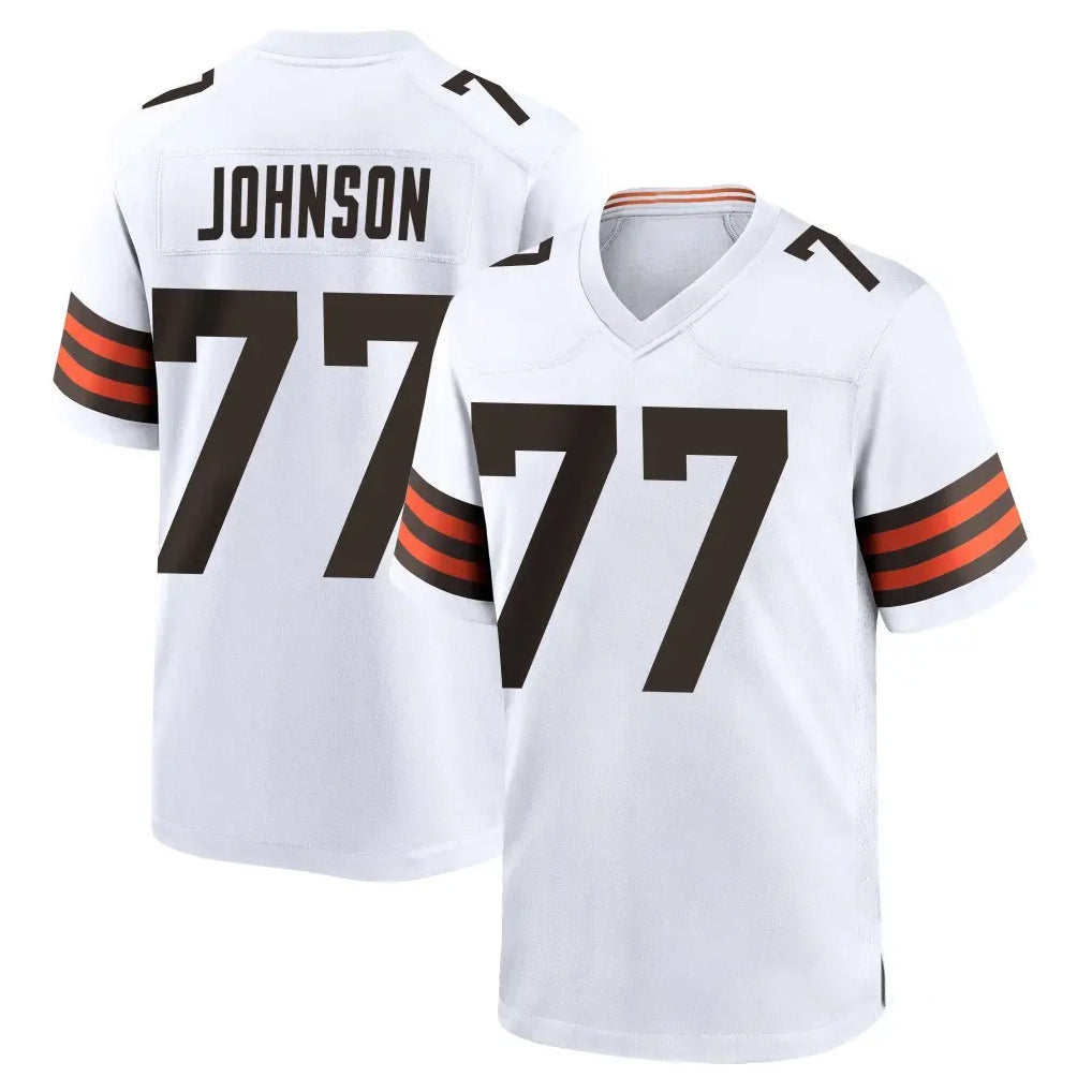 Friene C.Browns #77 Zion Johnson Player White Home Game Stitched Jerseys