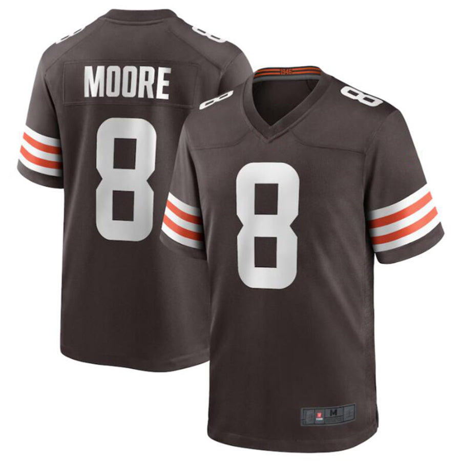 Friene C.Browns #8 Elijah Moore Brown Game Retired Player Jersey American Stitched Jerseys