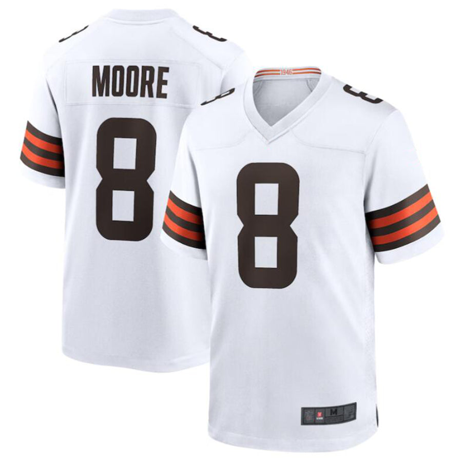 Friene C.Browns #8 Elijah Moore White Game Retired Player Jersey American Stitched  Jerseys