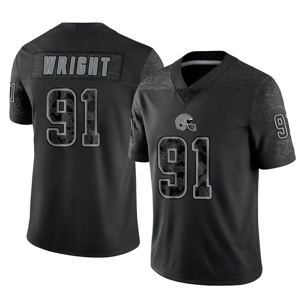 Friene C.Browns #91 Alex Wright Player Black Reflective Home Game Stitched Jerseys
