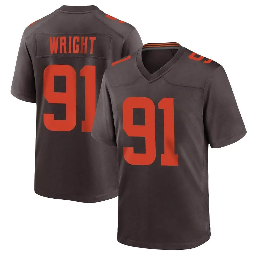 Friene C.Browns #91 Alex Wright Player Brown Alternate Home Game Stitched Jerseys