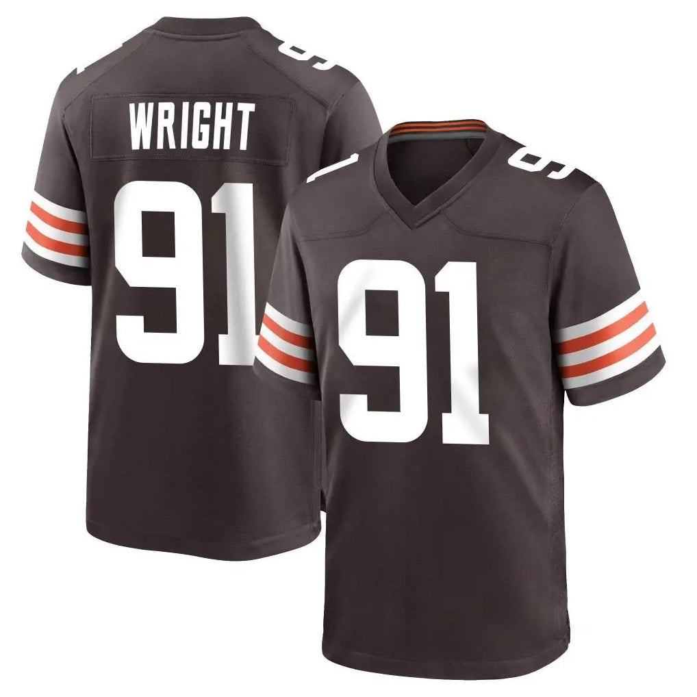 Friene C.Browns #91 Alex Wright Player Brown Home Game Stitched Jerseys
