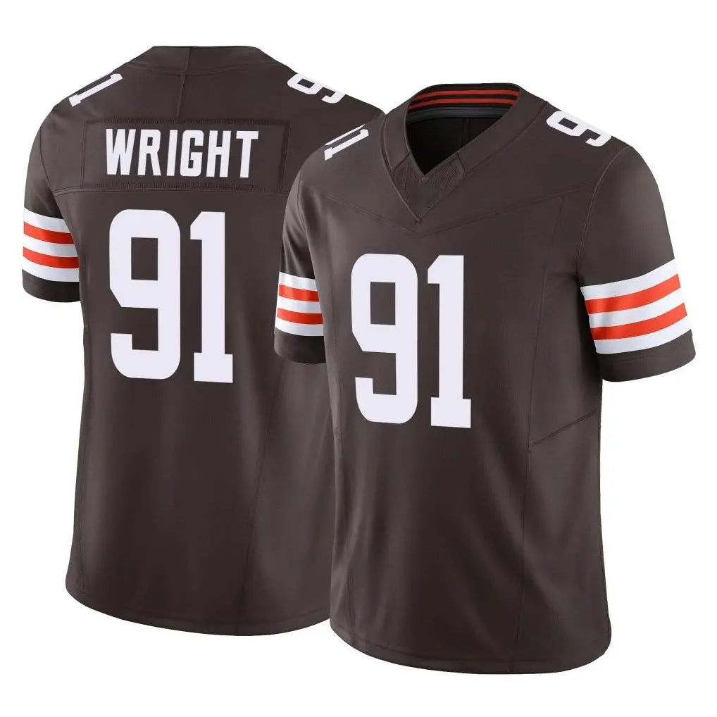 Friene C.Browns #91 Alex Wright Player Brown Vapor F.U.S.E. Limited Home Game Stitched Jerseys