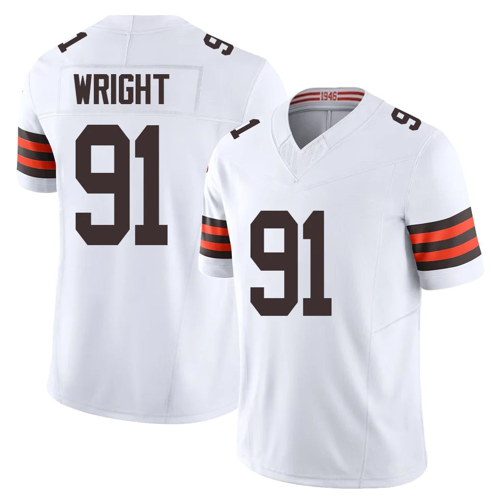 Friene C.Browns #91 Alex Wright Player White Vapor F.U.S.E. Limited Home Game Stitched Jerseys