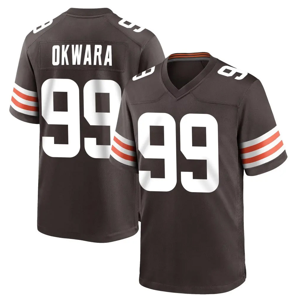 Friene C.Browns #99 Julian Okwara Player Brown Home Game Stitched Jerseys