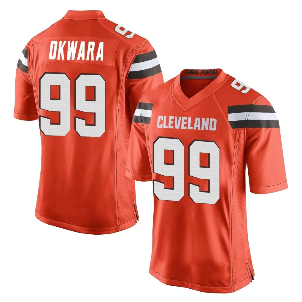 Friene C.Browns #99 Julian Okwara Player Orange Vapor Limited Home Game Stitched Jerseys