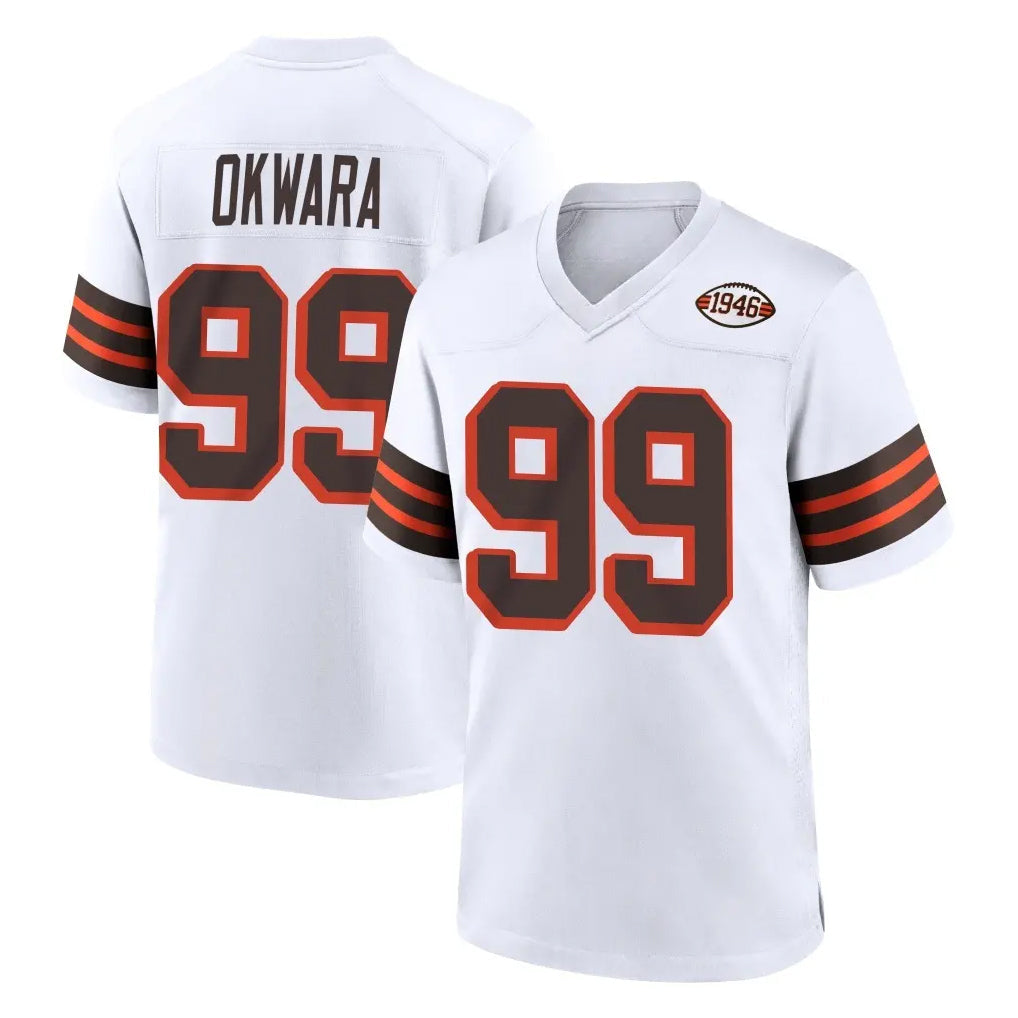 Friene C.Browns #99 Julian Okwara Player White Alternate Home Game Stitched Jerseys