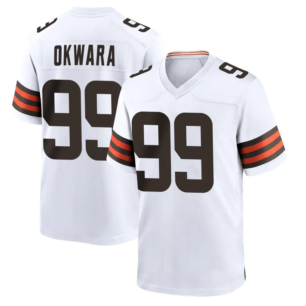 Friene C.Browns #99 Julian Okwara Player White Home Game Stitched Jerseys