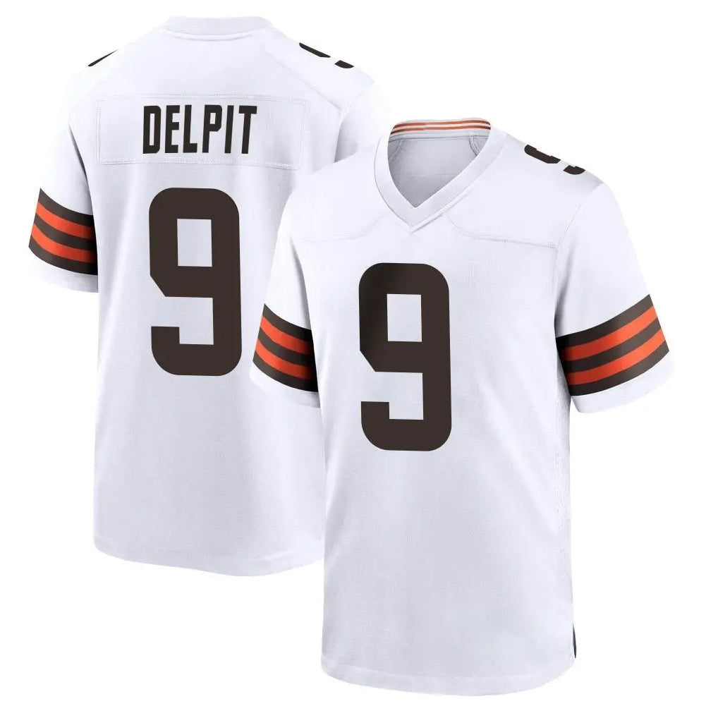 Friene C.Browns #9 Grant Delpit Player White Home Game Stitched Jerseys