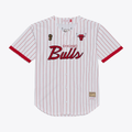 Friene C.Bulls Mitchell & Ness White Head Coach Pinstripe Mesh Full-Button Baseball Jerseys