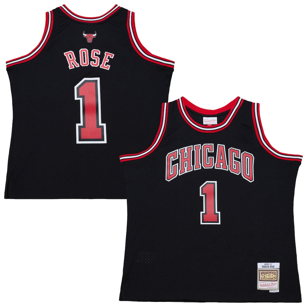 Friene C.Bulls #1 Derrick Rose Mitchell & Ness Black Big & Tall 201011 Swingman Jerseys