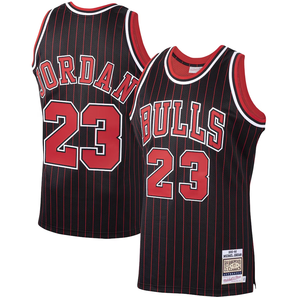 Friene C.Bulls #23 Michael Jordan Mitchell & Ness Black 199596 Hardwood Classics Authentic Jerseys