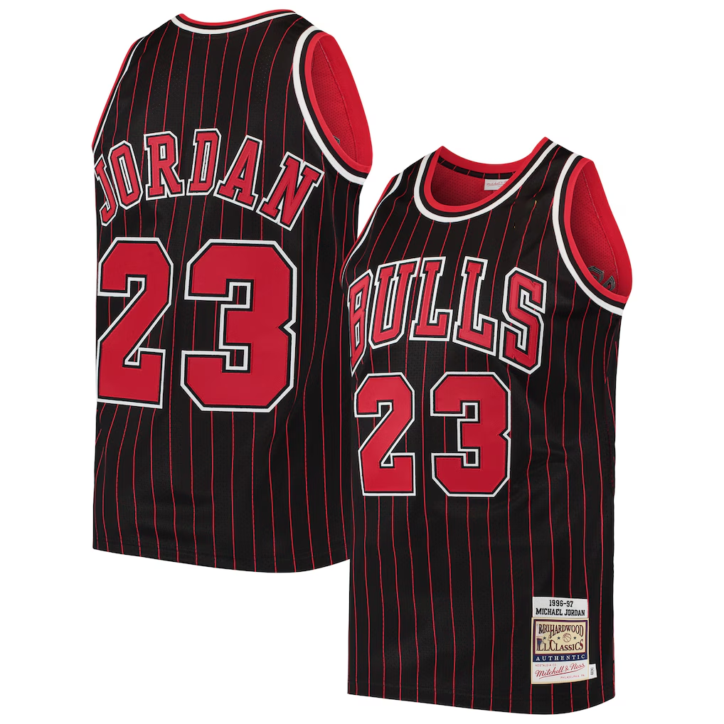 Friene C.Bulls #23 Michael Jordan Mitchell & Ness Black 199697 Hardwood Classics Authentic Jerseys