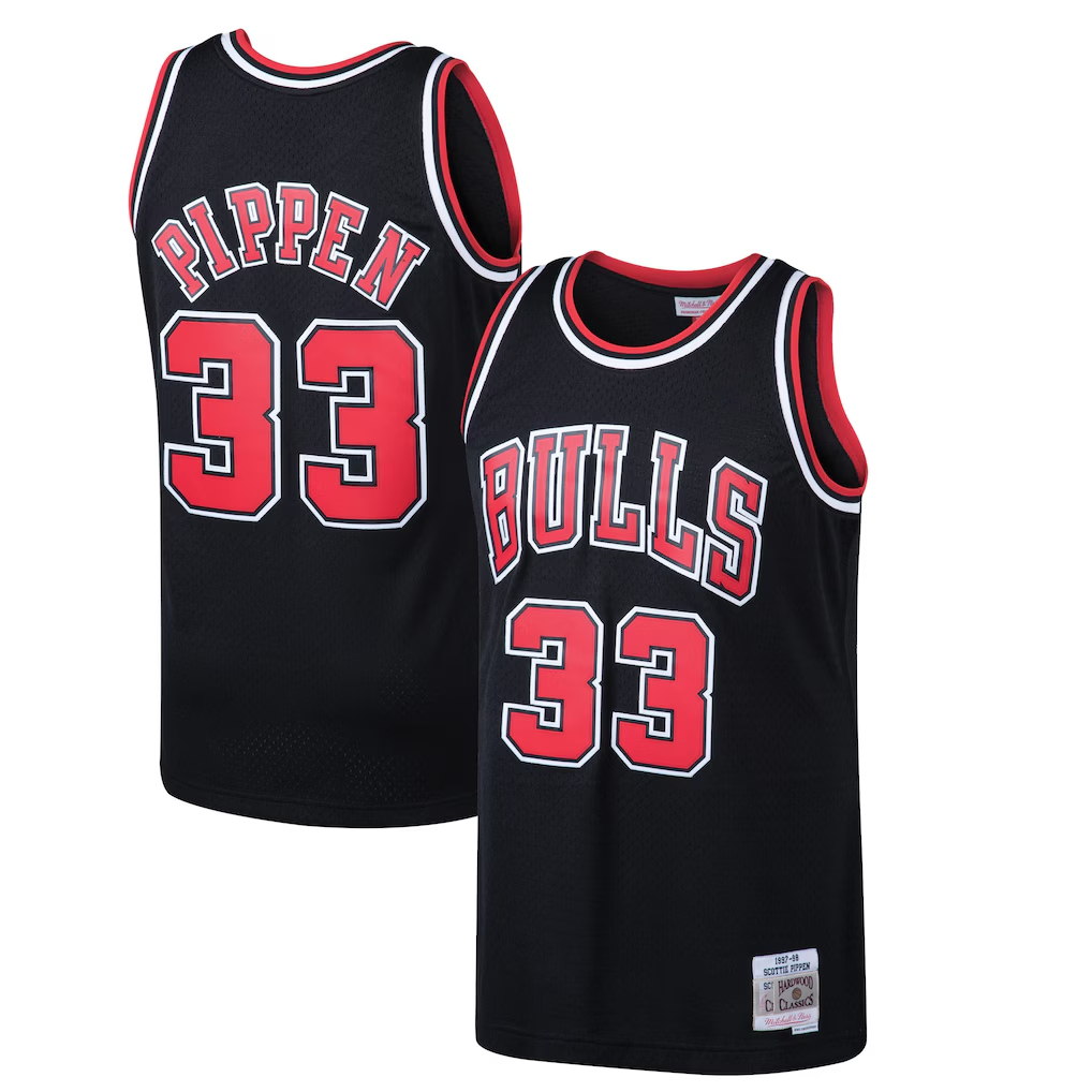 Friene C.Bulls #33 Scottie Pippen Mitchell & Ness Black 199798 Hardwood Classics Swingman Jerseys