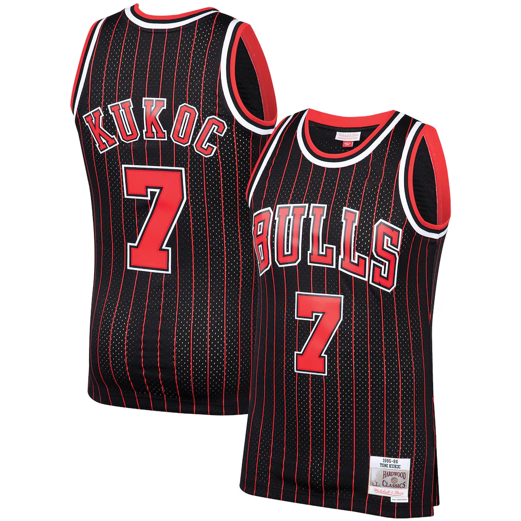 Friene C.Bulls #7 Toni Kukoc Mitchell & Ness Black 199596 Hardwood Classics Swingman Jerseys
