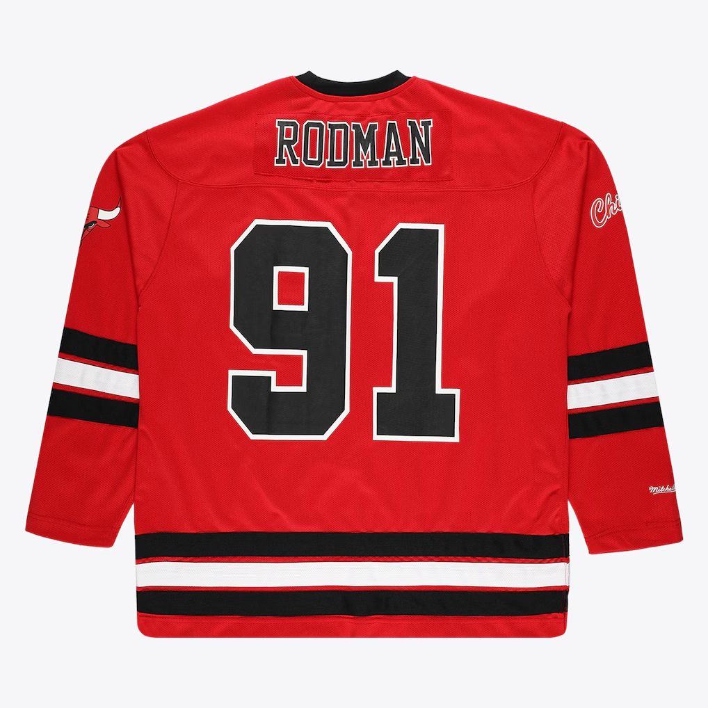 Friene C.Bulls #91 Dennis Rodman Mitchell & Ness Red Big & Tall  Hockey Jerseys