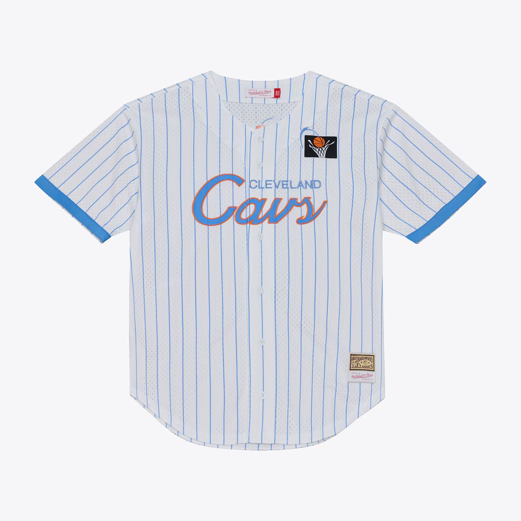 Friene C.Cavaliers Mitchell & Ness White Head Coach Pinstripe Mesh Full-Button Baseball Jerseys