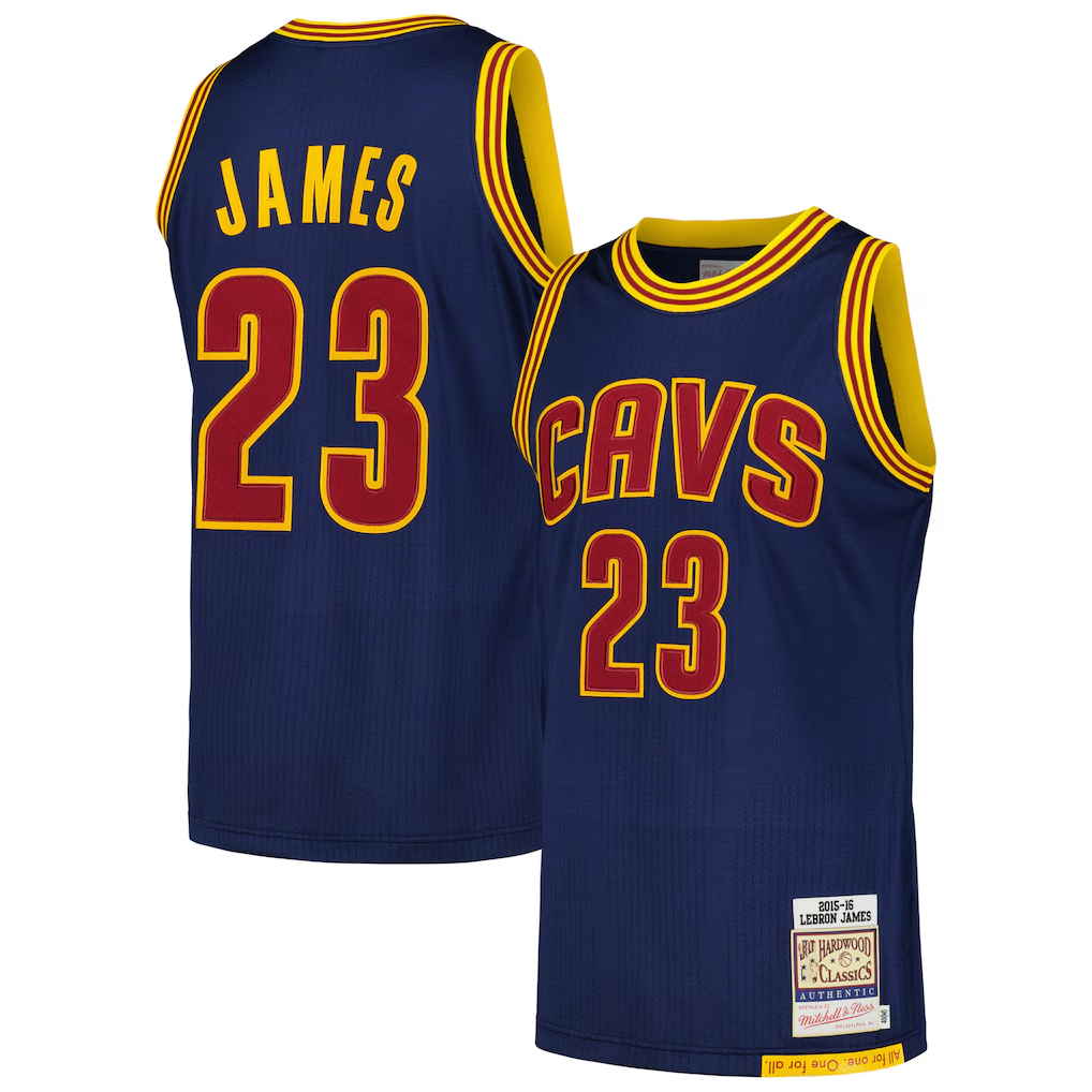 Friene C.Cavaliers #23 LeBron James Mitchell & Ness Navy 201516 Hardwood Classics Authentic Jerseys
