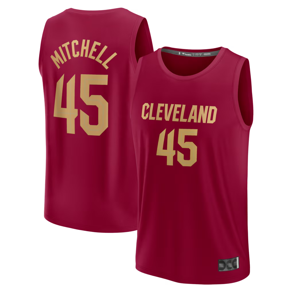 Friene C.Cavaliers #45 Donovan Mitchell Wine Fast Break Replica Jerseys - Icon Edition