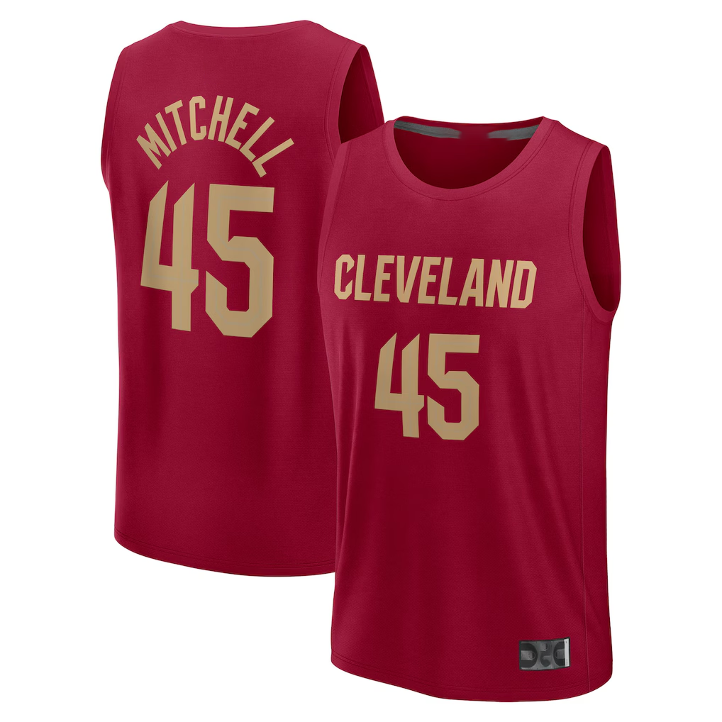 Friene C.Cavaliers #45 Donovan Mitchell Wine Fast Break Replica Player Jerseys - Icon Edition