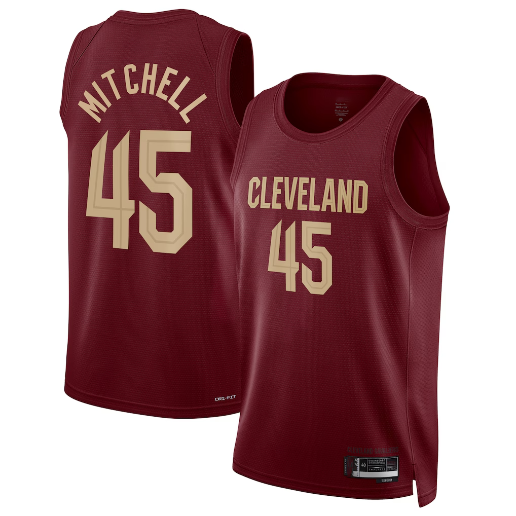Friene C.Cavaliers #45 Donovan Mitchell Wine Swingman Jerseys - Icon Edition