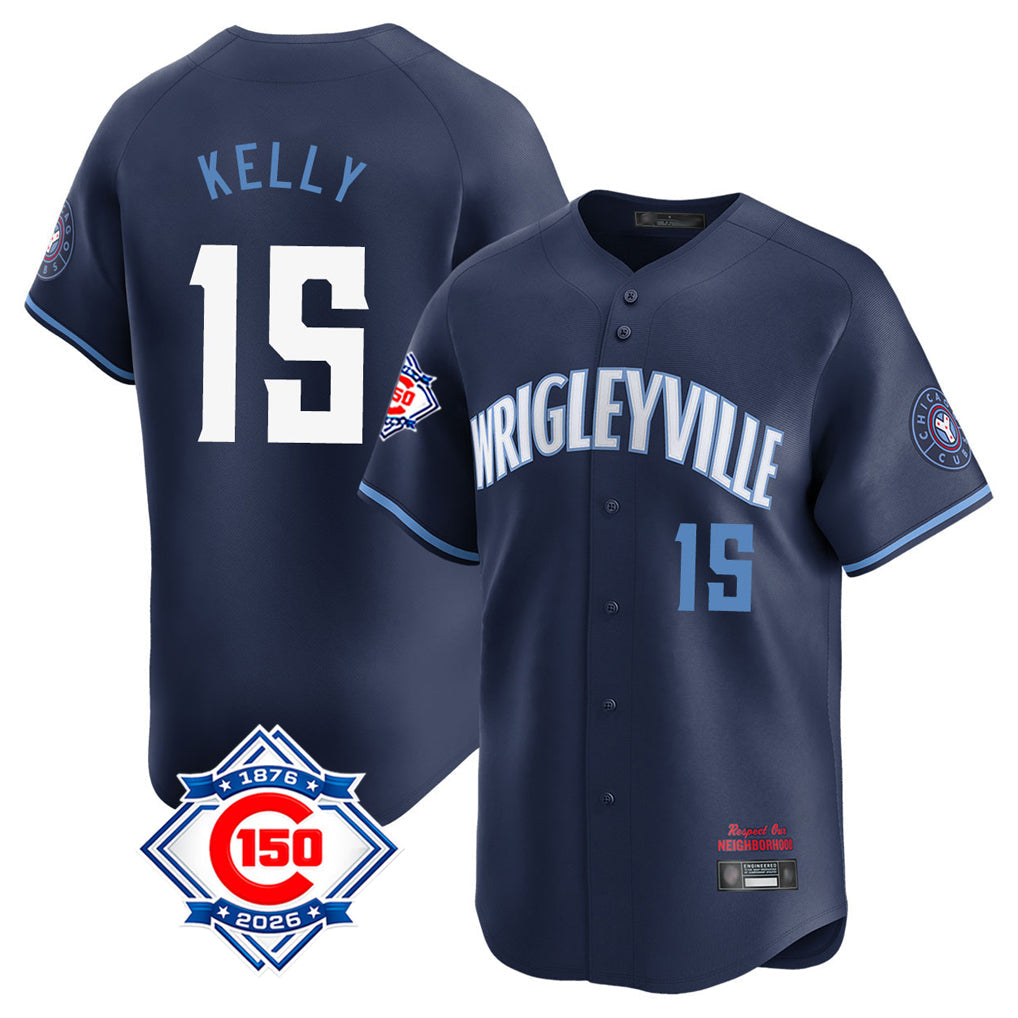 Friene C.Cubs #15 Carson Kelly Player Navy City Connect 150th Anniversary Limited Home Stitched Jerseys