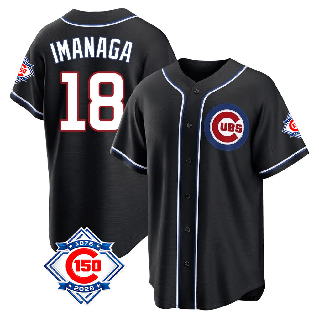 Friene C.Cubs #18 Shota Imanaga Player Black Fashion Out 150th Anniversary Game Stitched Jerseys