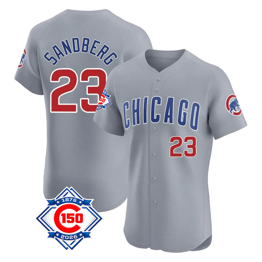 Friene C.Cubs #23 Ryne Sandberg Player Gray Road 150th Anniversary Limited Elite Home Stitched Jerseys