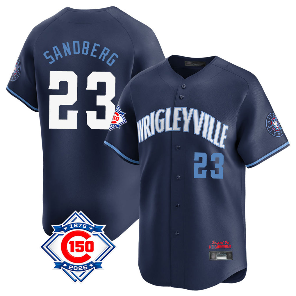 Friene C.Cubs #23 Ryne Sandberg Player Navy City Connect 150th Anniversary Limited Home Stitched Jerseys