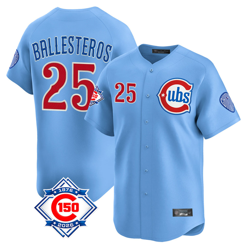 Friene C.Cubs #25 Mois¡§|s Ballesteros Player Light Blue 150th Anniversary Limited Home Stitched Jerseys