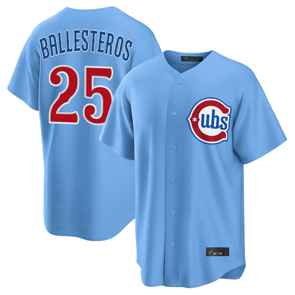 Friene C.Cubs #25 Mois¡§|s Ballesteros Player Light Blue Home Game Stitched Jerseys
