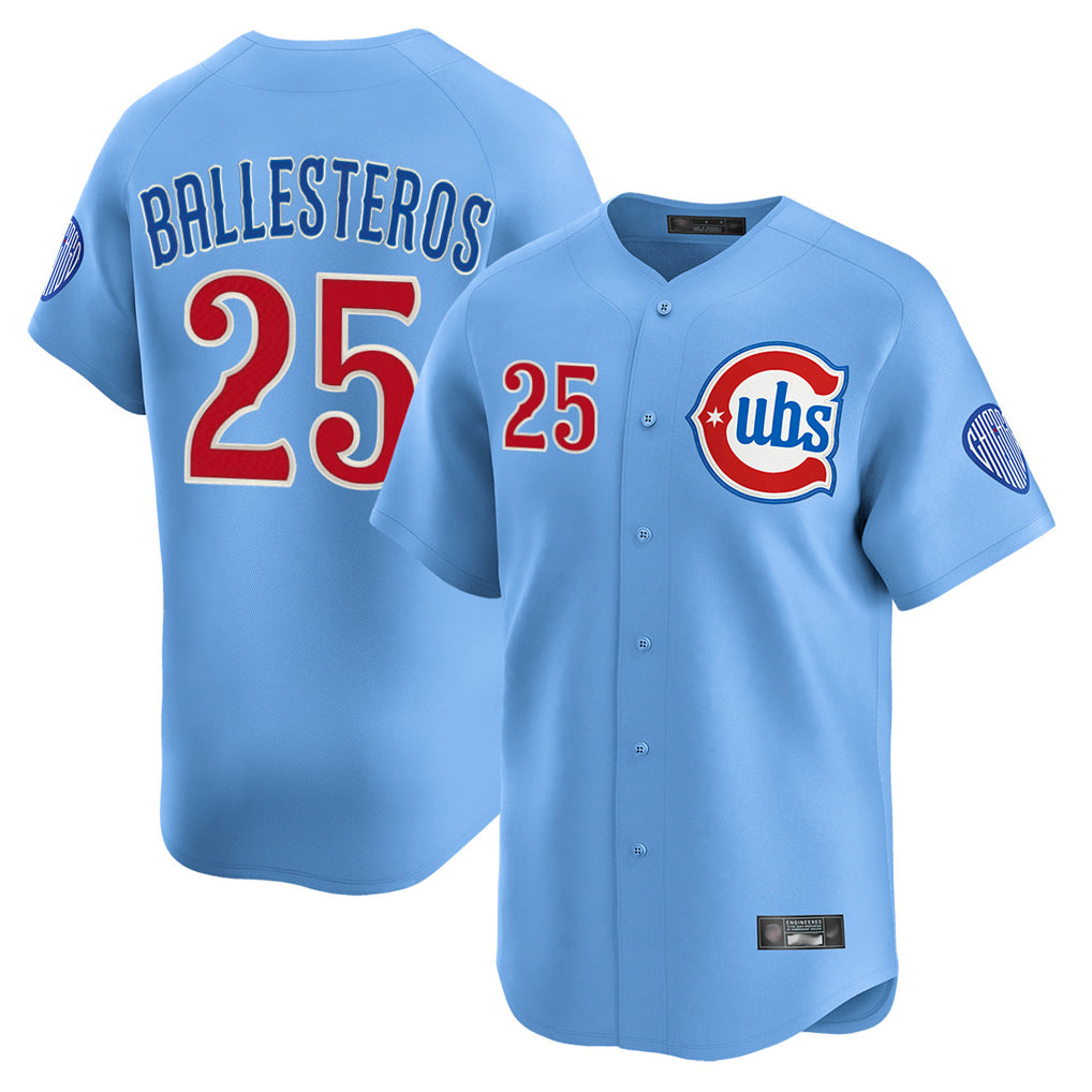 Friene C.Cubs #25 Mois¡§|s Ballesteros Player Light Blue Limited Home Stitched Jerseys