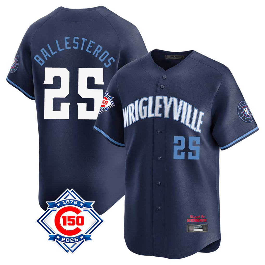 Friene C.Cubs #25 Mois¡§|s Ballesteros Player Navy City Connect 150th Anniversary Limited Home Stitched Jerseys