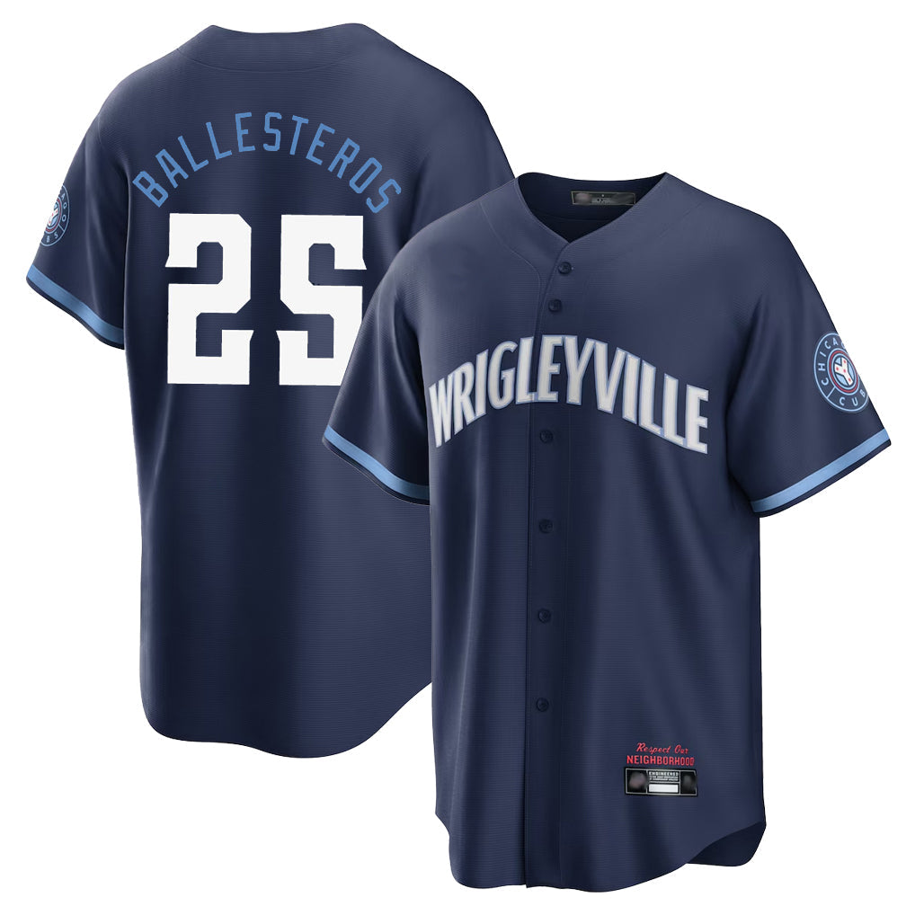 Friene C.Cubs #25 Mois¡§|s Ballesteros Player Navy City Connect Home Game Stitched Jerseys
