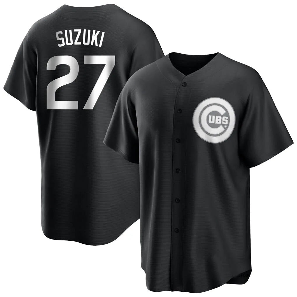 Friene C.Cubs #27 Seiya Suzuki Player Black Game Stitched Jerseys