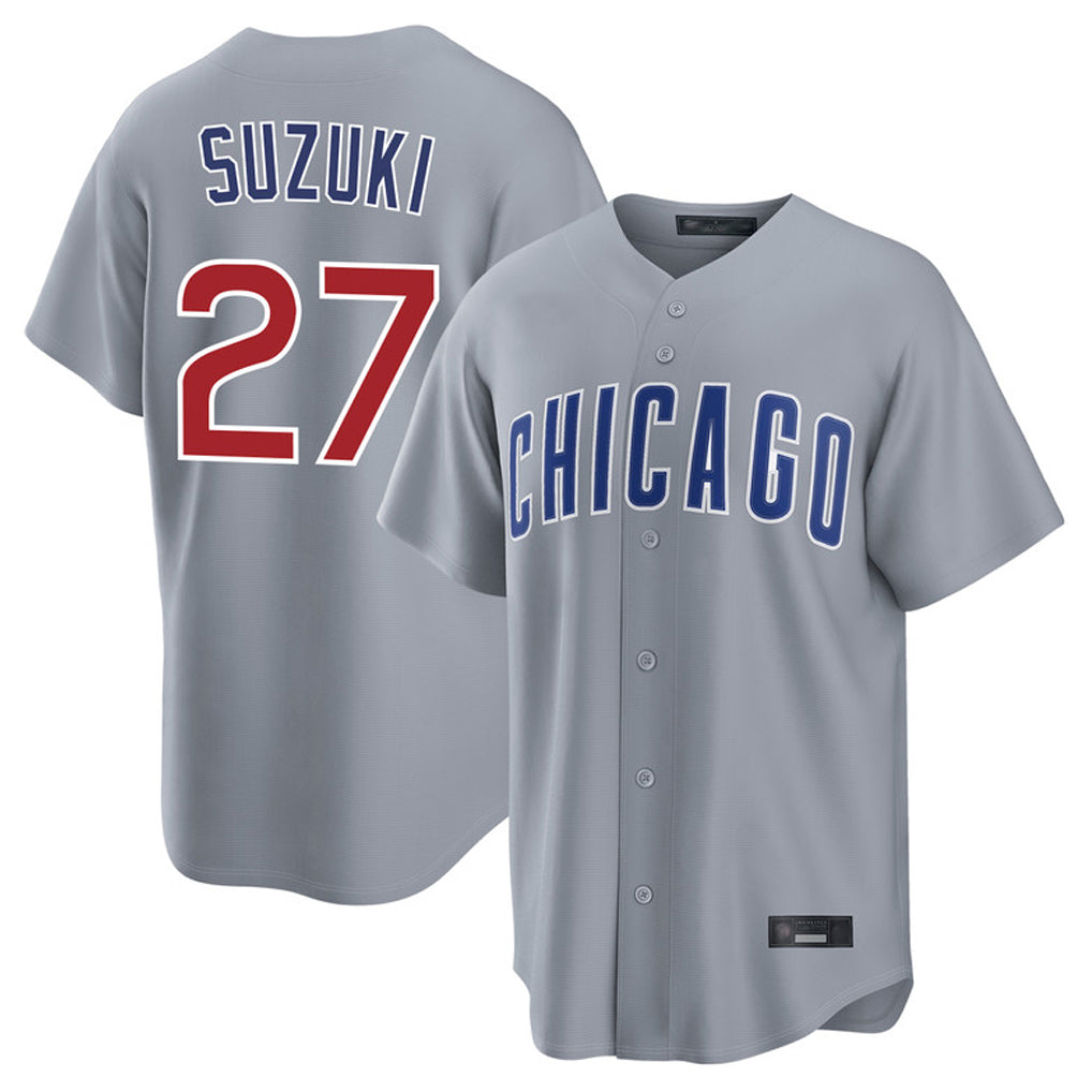 Friene C.Cubs #27 Seiya Suzuki Player Gray Home Game Stitched Jerseys