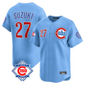 Friene C.Cubs #27 Seiya Suzuki Player Light Blue 150th Anniversary Limited Home Stitched Jerseys