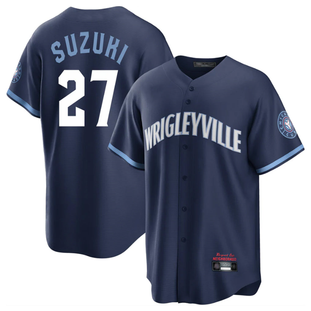 Friene C.Cubs #27 Seiya Suzuki Player Navy City Connect Home Game Stitched Jerseys