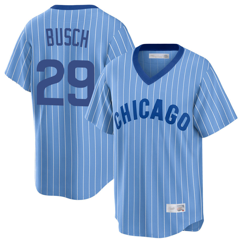 Friene C.Cubs #29 Michael Busch Player Blue T-shirt Cooperstown Collection Limited Stitched Jerseys