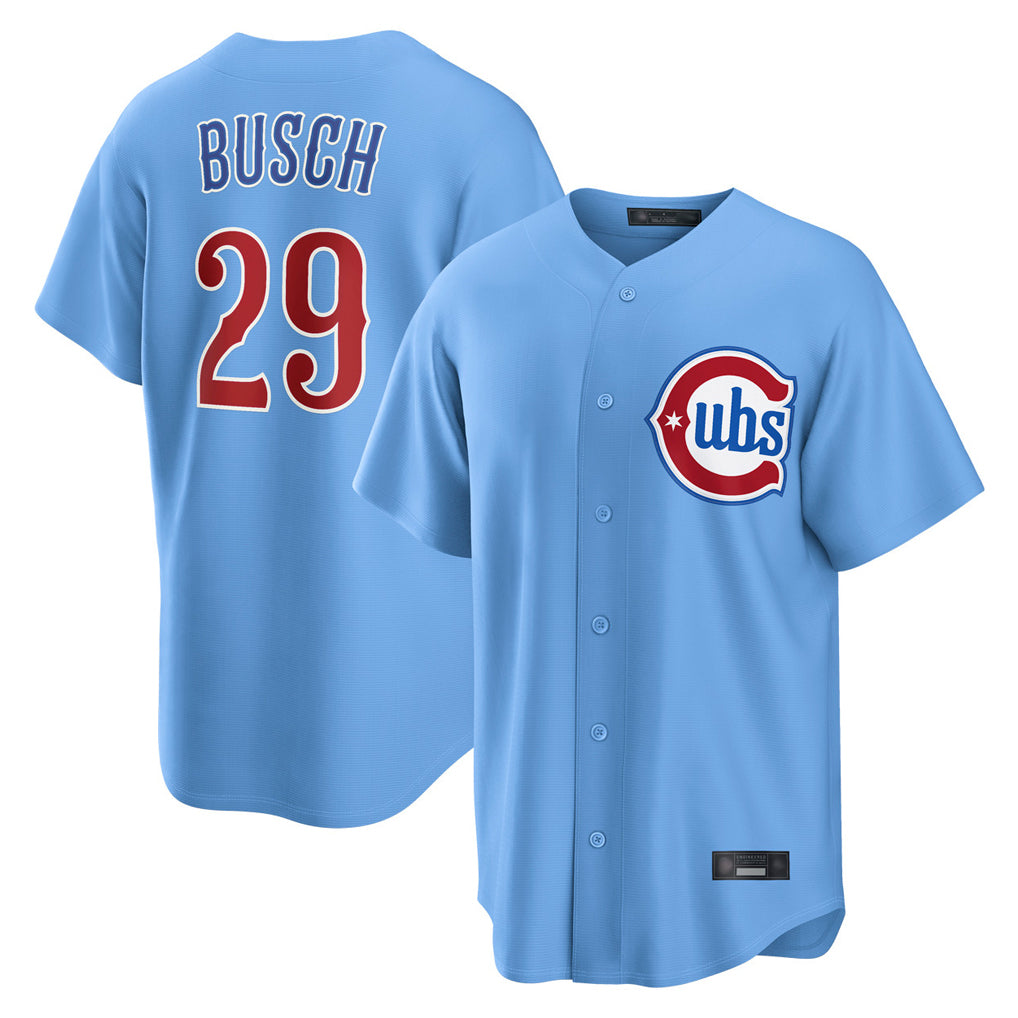 Friene C.Cubs #29 Michael Busch Player Light Blue Home Game Stitched Jerseys