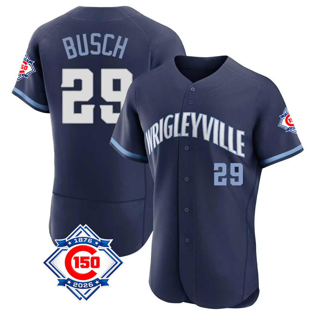 Friene C.Cubs #29 Michael Busch Player Navy City Connect 150th Anniversary Limited Elite Home Stitched Jerseys