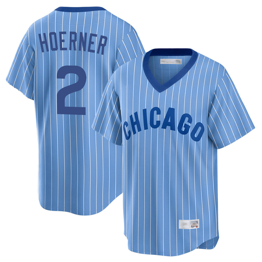Friene C.Cubs #2 Nico Hoerner Player Blue T-shirt Cooperstown Collection Limited Stitched Jerseys